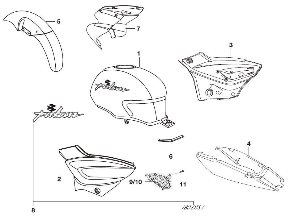 Carenados<p>PULSAR, PULSAR 180 UG3 2007</p>